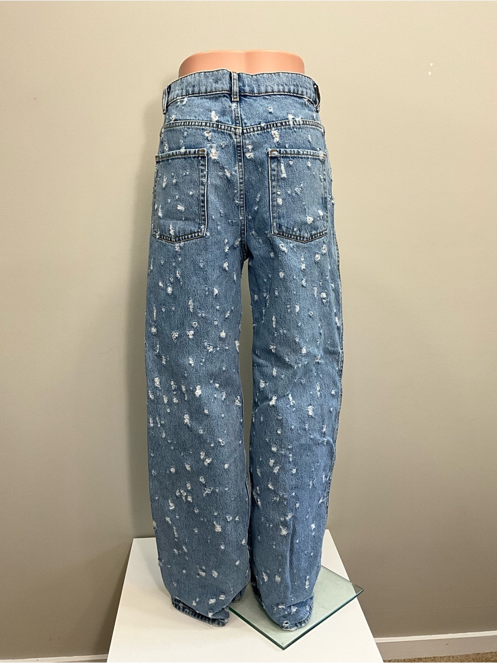 SANDRO Ruthy Distressed High Rise Wide Leg Jeans Light Wash Size 40 - Picture 2 of 9